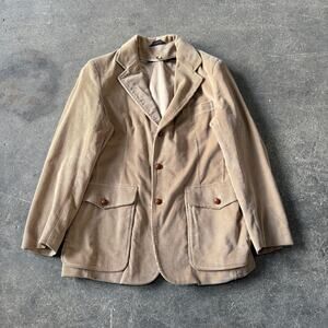 Vintage 80s Corduroy Blazer Jacket Size 40 Tan Authentic Imports Coat Relaxed